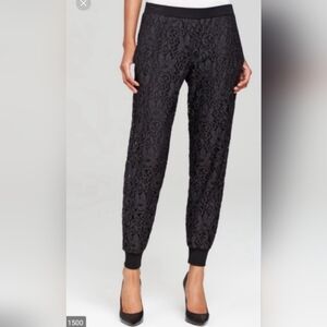 Theory Black Lace Track Pants